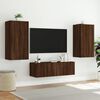vidaXL Meuble TV muraux 3 pcs avec lumi&egrave;res LED ch&ecirc;ne marron