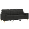 vidaXL Canap&eacute; 3 places avec oreillers d&eacute;coratifs noir 180 cm tissu