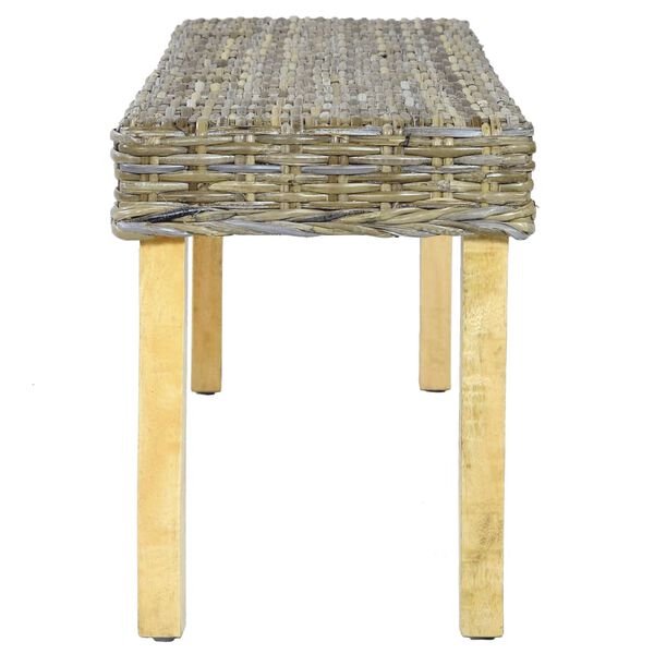 vidaXL Banc 110 cm Rotin naturel kubu et bois d'acajou massif