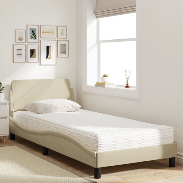 vidaXL Lit avec matelas Dover cr&egrave;me 80x200 cm tissu