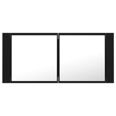 vidaXL Armoire de salle de bain à miroir à LED Noir 100x12x45 cm