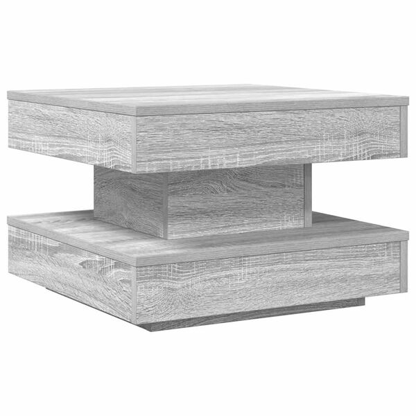 vidaXL Table basse rotative &agrave; 360 degr&eacute;s sonoma gris 50x50x34,5 cm