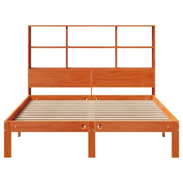 vidaXL Lit bibliothèque sans matelas cire marron 120x200 cm pin massif