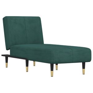 vidaXL Chaise longue vert fonc&eacute; velours