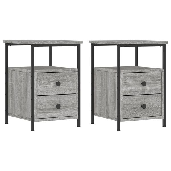 vidaXL Tables de chevet 2 pcs sonoma gris 34x35,5x50cm bois ingénierie
