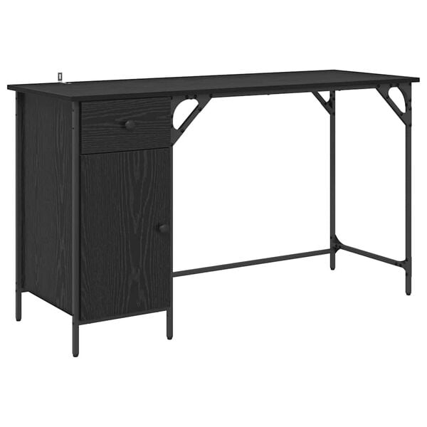 vidaXL Bureau d'ordinateur avec tiroir Ch&ecirc;ne noir 131 x 48 x 75 cm