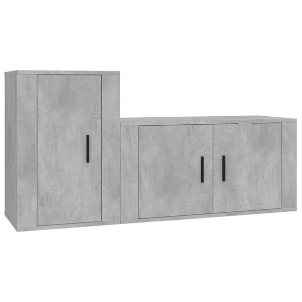 vidaXL Ensemble de meubles TV 2 pcs gris b&eacute;ton bois d'ing&eacute;nierie