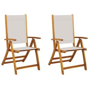 vidaXL Chaises pliables de jardin lot de 2 bois d'acacia et textil&egrave;ne