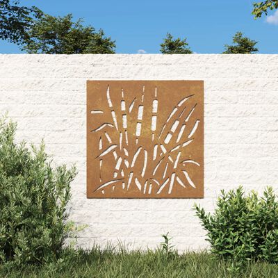 vidaXL Décoration murale jardin 55x55 cm acier corten design d'herbe