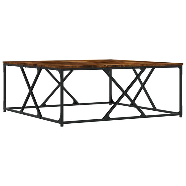 vidaXL Table basse ch&ecirc;ne fum&eacute; 100x100x40 cm bois d'ing&eacute;nierie