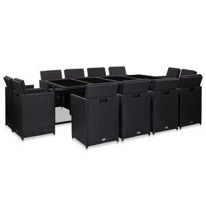 vidaXL Ensemble &agrave; manger de jardin coussins 11pcs R&eacute;sine tress&eacute;e Beige