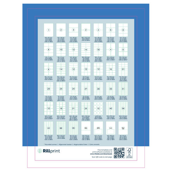 rillprint &Eacute;tiquettes autocollantes 105x99 mm 1000 feuilles Blanc