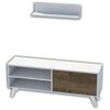 Homemania Meuble TV Party 120x29,7x48,6 cm Blanc et noyer