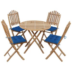 vidaXL Ensemble &agrave; manger d'ext&eacute;rieur pliable 5pcs avec coussins Bambou
