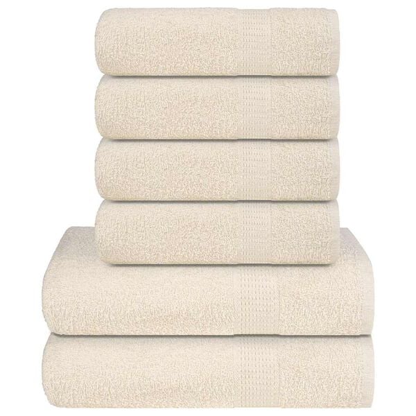 vidaXL Ensemble de serviettes 6 pcs FROGN crème 100% coton