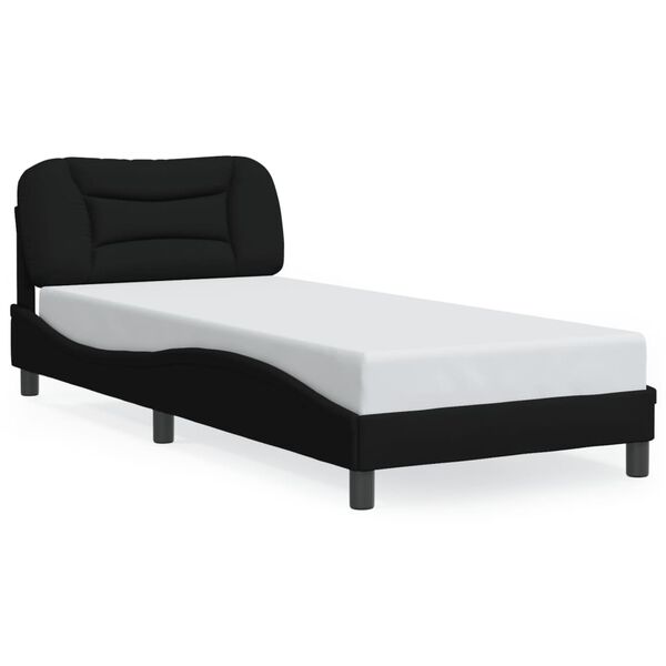vidaXL Cadre de lit avec LED sans matelas Hvar noir 90x190 cm tissu