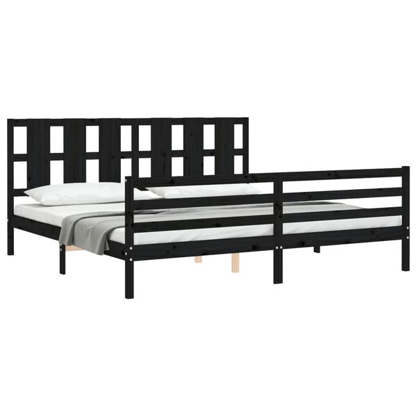 vidaXL Cadre de lit sans matelas noir 200x200 cm bois massif