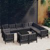 vidaXL Salon de jardin 13 pcs avec coussins Noir Bois de pin solide
