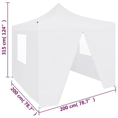 vidaXL Tente de réception pliable avec 4 parois 2x2 m Acier Blanc
