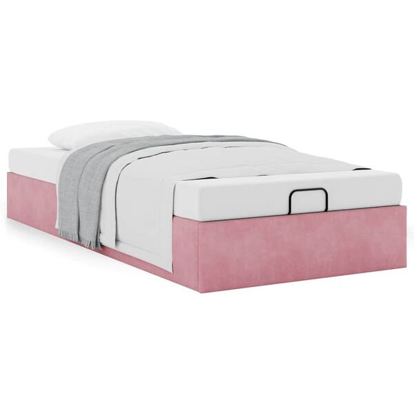 vidaXL Cadre de lit ottoman sans matelas rose 100x200 cm velours