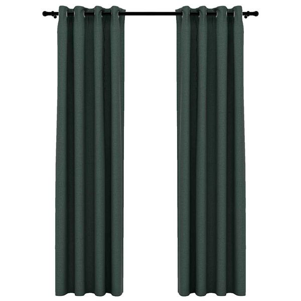 vidaXL Rideaux occultants Aspect lin avec &oelig;illets 2 pcs Vert 140x225cm