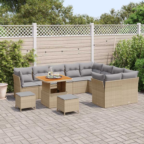vidaXL Ensemble de canap&eacute; de jardin 12 pcs beige et gris clair