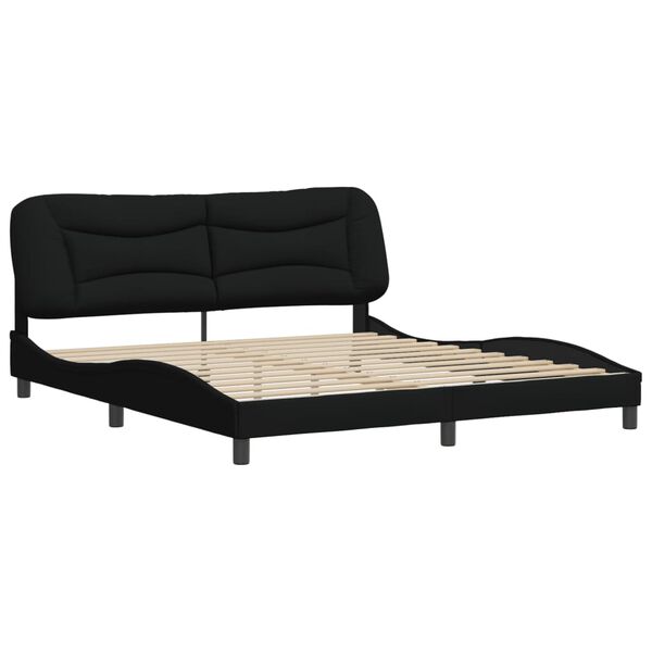 vidaXL Cadre de lit sans matelas Hvar noir 180x200 cm tissu
