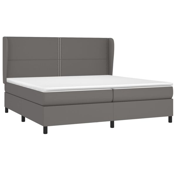 vidaXL Sommier &agrave; lattes de lit avec matelas Gris 200x200 cm Similicuir