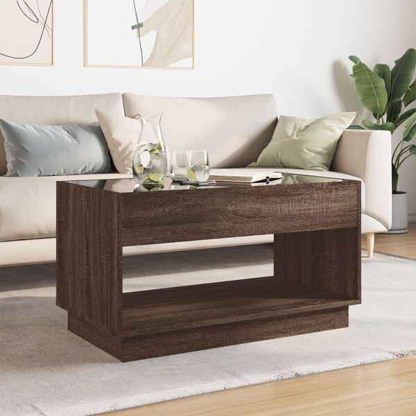 vidaXL Table basse avec LED infini chêne marron 90x50x50 cm