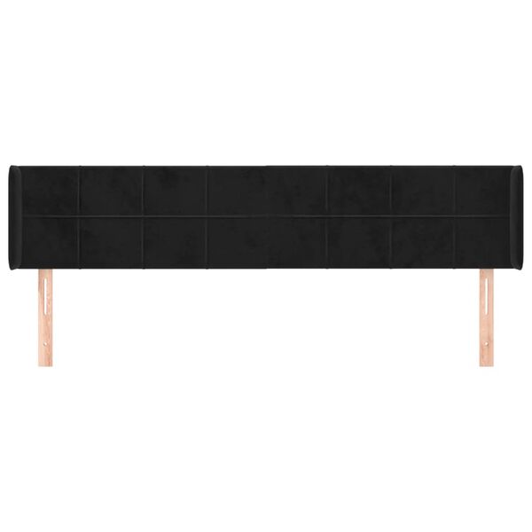 vidaXL T&ecirc;te de lit avec oreilles Noir 183x16x78/88 cm Velours