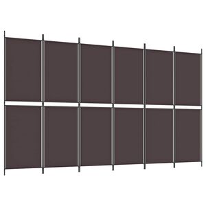 vidaXL Cloison de s&eacute;paration 6 panneaux Marron 300x180 cm Tissu