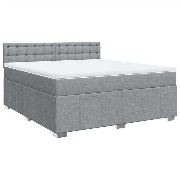 vidaXL Sommier &agrave; lattes de lit avec matelas Gris clair 180x200cm Tissu