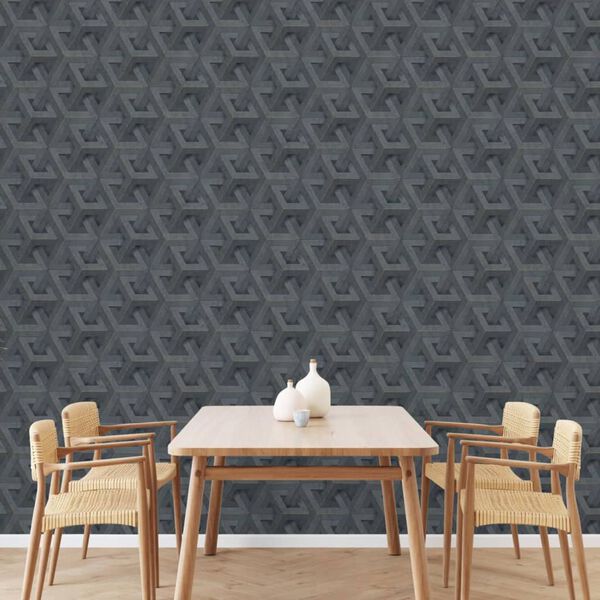 DUTCH WALLCOVERINGS Papier peint Onyx Anthracite et doré