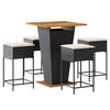 vidaXL Ensemble de bar de jardin 5 pcs avec coussins noir poly rotin