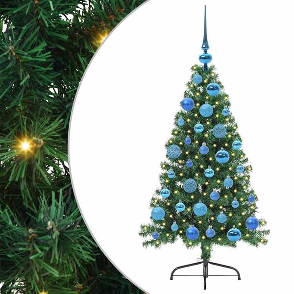 vidaXL Sapin de No&euml;l artificiel pr&eacute;-&eacute;clair&eacute; Vert 120 cm PVC