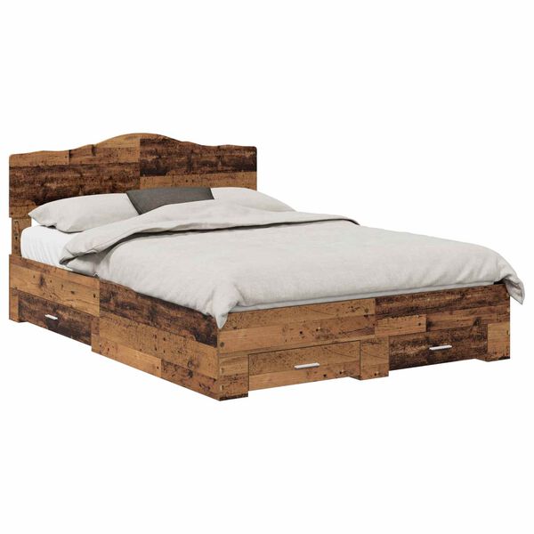 vidaXL Cadre de lit Bois ancien 140 x 190 cm Bois d'ing&eacute;nierie