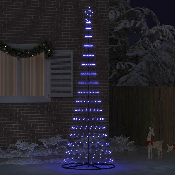 vidaXL Arbre de No&euml;l LED avec 355 LED avec support Bleu 184,5 cm M&eacute;tal