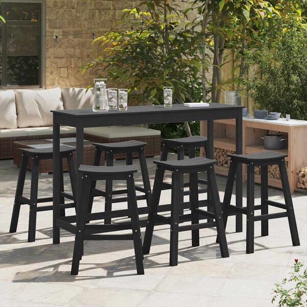 vidaXL Ensemble de bar de jardin 6 pcs Noir HDPE
