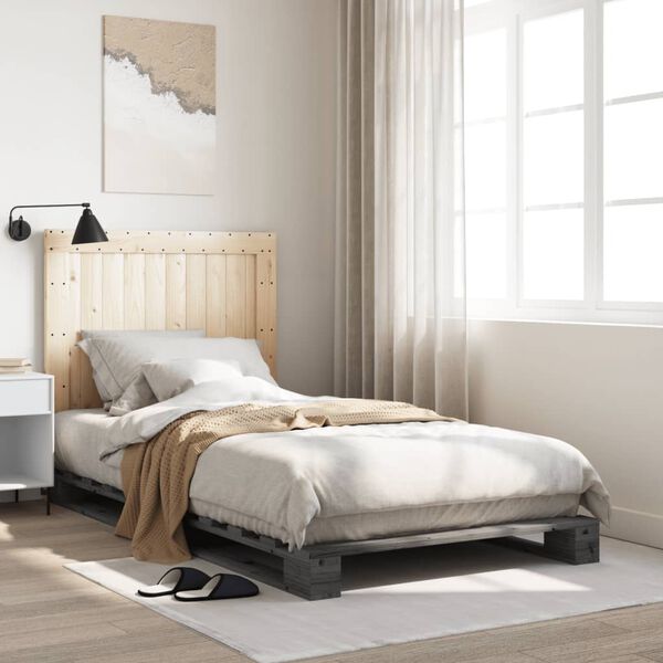 vidaXL Cadre de lit sans matelas gris 100x200 cm bois massif de pin