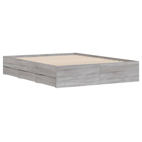 vidaXL Cadre de lit avec tiroirs sans matelas sonoma gris 140x190 cm