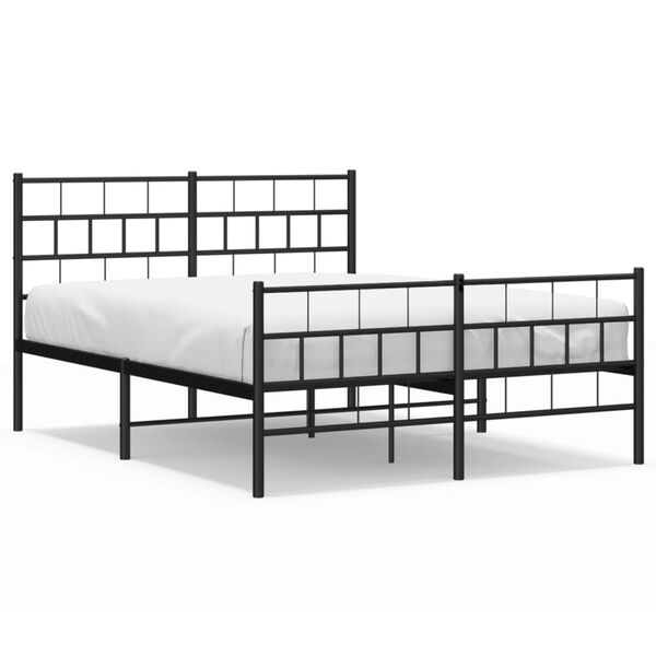 vidaXL Cadre de lit m&eacute;tal sans matelas avec pied de lit noir 120x200cm