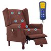 vidaXL Fauteuil inclinable de massage Marron Tissu
