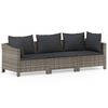 vidaXL Salon de jardin 3 pcs avec coussins Gris R&eacute;sine tress&eacute;e