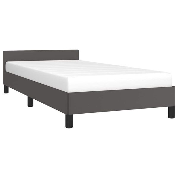 vidaXL Cadre de lit avec t&ecirc;te de lit sans matelas gris 90x200 cm