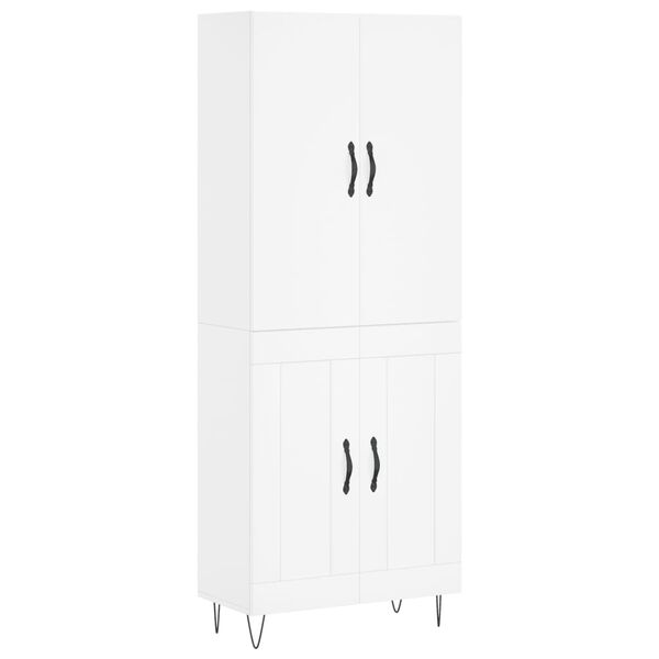 vidaXL Buffet haut Blanc 69,5x34x180 cm Bois d'ing&eacute;nierie
