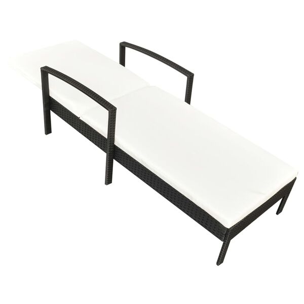 vidaXL Chaise longue avec coussin R&eacute;sine tress&eacute;e Noir