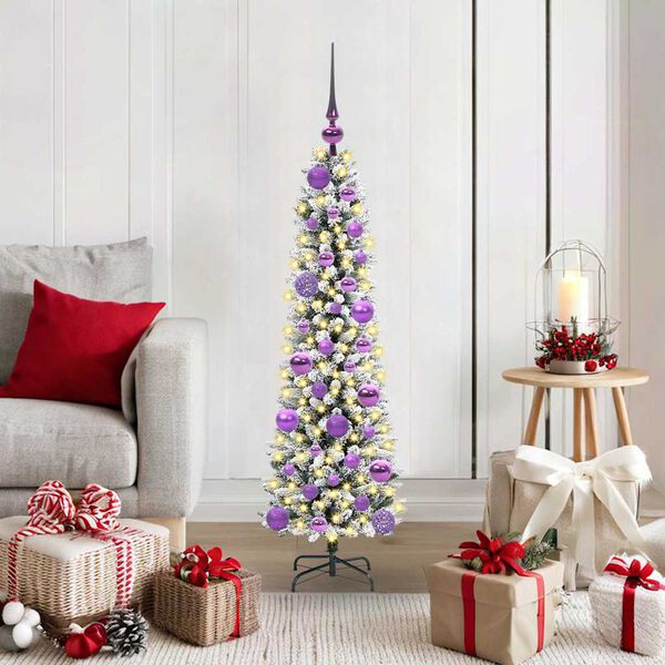 vidaXL Sapin de No&euml;l artificiel Blanc 120 cm PVC, m&eacute;tal et plastique