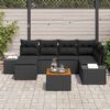 vidaXL Ensemble de canap&eacute; de jardin avec coussin 7 pcs Noir polyrotin