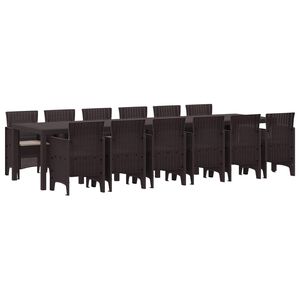 vidaXL Ensemble de salle à manger pour jardin 13 pcs Marron