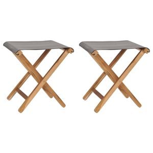 vidaXL Chaises pliables lot de 2 Bois teck solide et tissu Gris fonc&eacute;